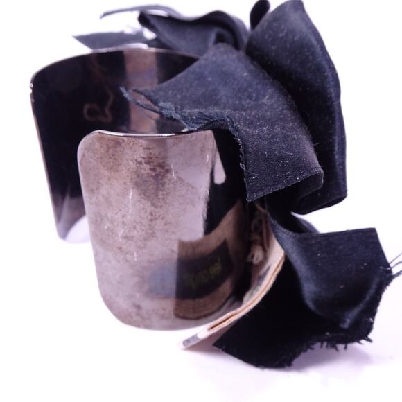 Vintage Neiman Marcus Silk Raw Edge Crystal Statement Wide Cuff Bracelet NWT 398 - Picture 6 of 10